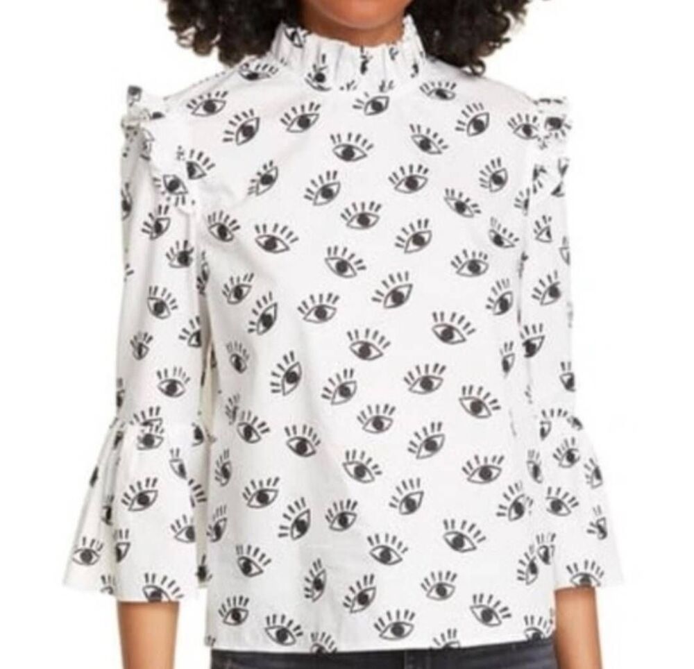 Alice and Olivia Henrietta eye pattern blouse – Size XS